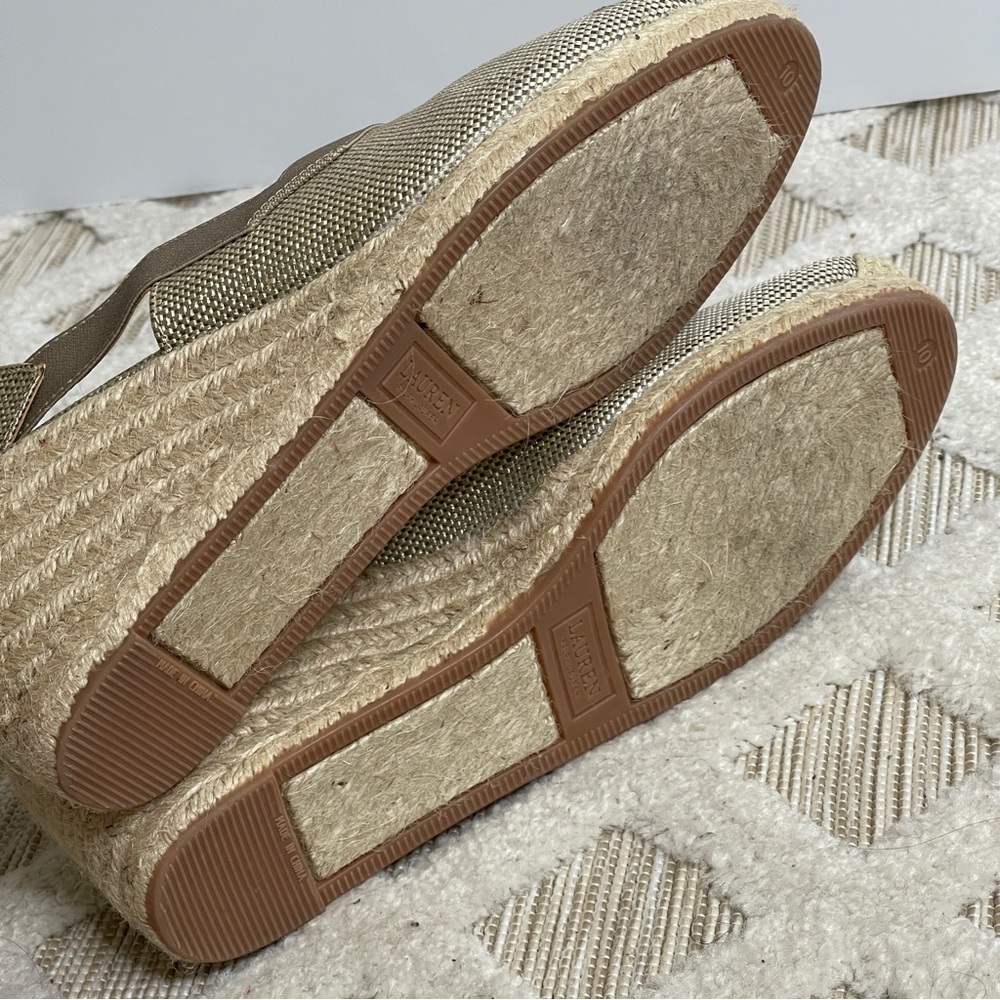 Ralph Lauren Helma Metallic Espadrille Silver Beige Size 10 - Picture 5 of 6